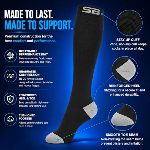 SB SOX 3-Pair Compression Socks (15-20mmHg) - color: 05 – Multi-color, size: S/M