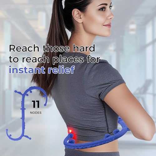 Massage Stick,Handheld Trigger Point Back and Neck Massager Cane, Deep Tissue Self Massage Tool for Muscle Knots and Myofascial Release,for Pain Relief and Muscle Recovery,Blue