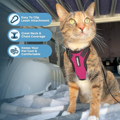 Voyager Escape-Proof Step-in Harness & Leash - Fuchsia/Black Trim, XXXS - color: Fuchsia/Black Trim, size: XXXS (Chest: 10.5 - 13")