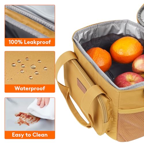 Lifewit Insulated Lunch Box for Men, Lunch Bag Cooler Women, 12-Can 9L - color: Brown, size: Medium(9L)