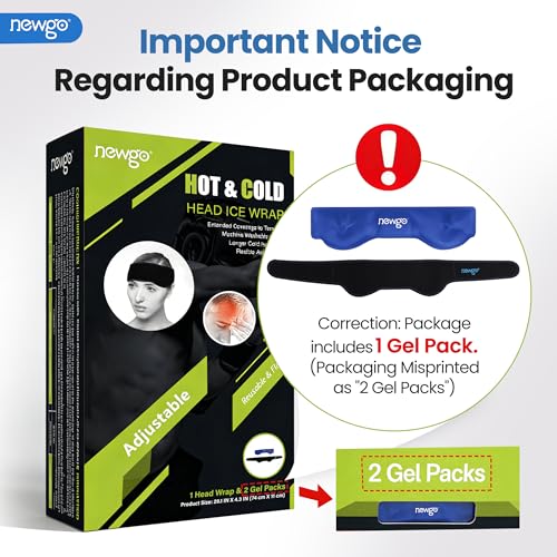 NEWGO Headache Ice Pack, Head Wrap for Migraines, FSA Eligible, Rose Red - style: Rose Red