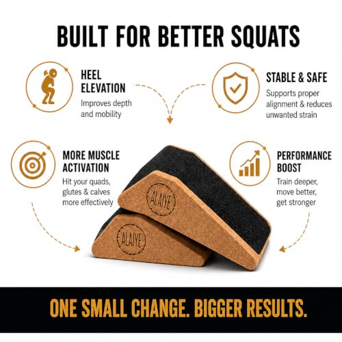 Squat Wedge Blocks (Set of 2) – Non-Slip Slant Boards for Lower Body Workouts Ankle and Calf Stretching - Yoga Blocks, Designed to Elevate Heels and Squat Support - Includes Carry Bag