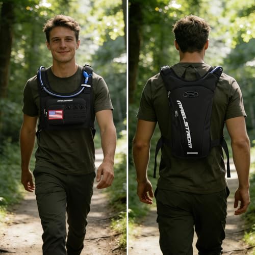 Maelstrom Hydration Running Vest with 2L Water Bladder for Men Women - color: Black