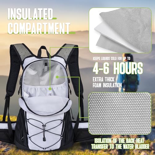 N NEVO RHINO Hydration Backpack, 18L Hiking Backpack with 3L Water Bladder - color: White