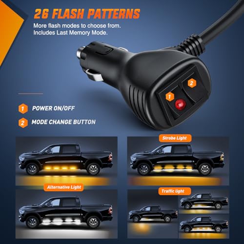 Nilight 2PCS 70 Inch Running Board LED Lights Strip Amber White for Truck - color: Amber White