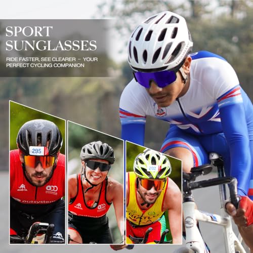 Polarized Sports Sunglasses Men Women for Running UV400 Protection - color: Black/Black/Black