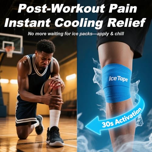 4 Packs Ice Tape, Instant Cooling and Compression Tape for Athletes, No Refrigeration Needed, Self-Stick Bandage Wrap for Knee, Ankle, Wrist Pain & Swelling Relief (Beige) - color: Beige-4pack