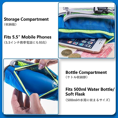 JEELAD Soft Folding Water Bottles TPU Collapsible Flask Ideal for Hydration Vest Running Hiking Cycling Outdoor - color: Blue 500ml Handheld Bottle