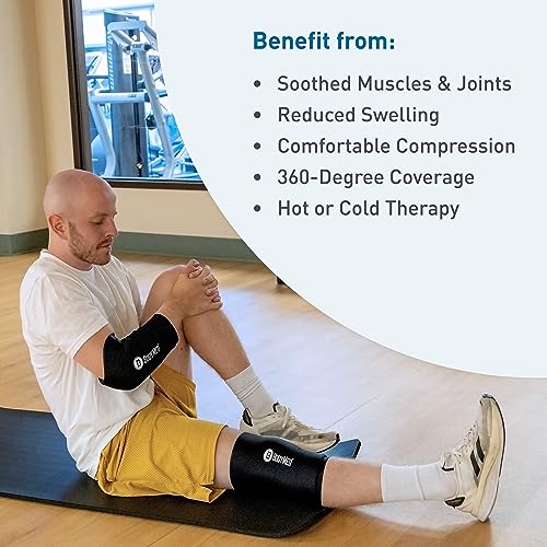BodyMed 360° Hot & Cold Sleeve for Knee, Elbow, Ankle, Wrist Discomfort Relief – Flexible, Reusable Gel Ice Pack Compression Therapy for Sprains, Arthritis, Tendonitis - Large - size: Large