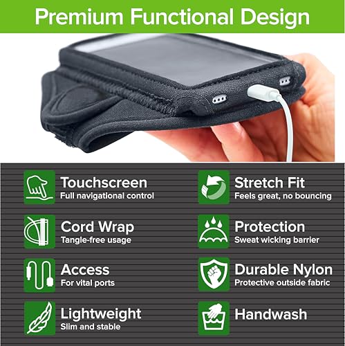 Tune Belt AB91 Running Armband + Extender – No-Slip Holder for Large Phone - color: Black Plus