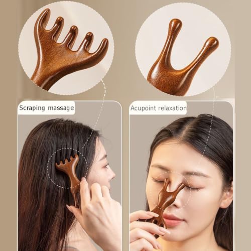 OULIGET Natural Wooden Nose Guasha Massage Tools, 1 Pieces - style: Nose Five Claw Massager