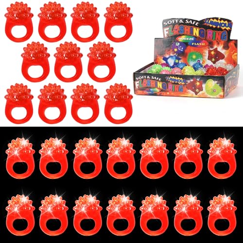 50 Pcs Light Up Rings Flashing LED Rubber Finger Rings for Carnival, July 4th, Halloween, Christmas, Concert, Goodie Bag Fillers, Raves - color: Red