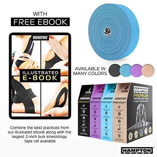 Hampton Adams Kinesiology Tape, Uncut Roll, Waterproof Muscle Support - color: Blue, size: 2in x 135ft (1 Roll)