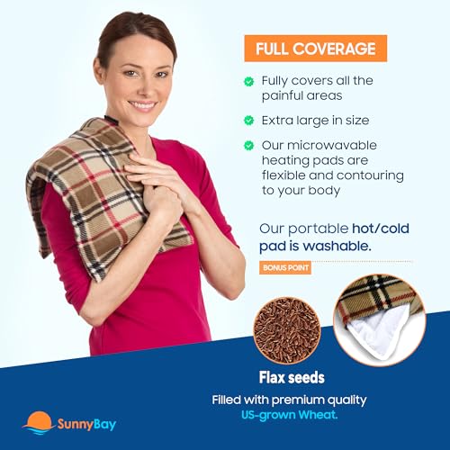 SunnyBay Extra Large Microwave Heating Pad, Microwavable Heavy Weighted Full Body Moist Hot Pack and Washable Fleece Cover, 10x24 Inches, 2.8 lbs (London) - color: Unscented London