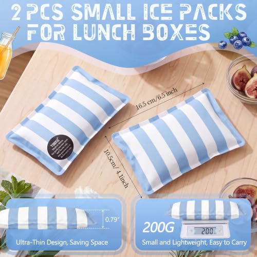 VIHOSE 2 Pcs Ice Packs for Lunch Box Bag - color: Blue, style: Stripe