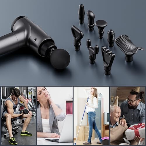 OLsky Massage Gun Deep Tissue 30 Speeds 9 Attachments Handheld (Grey) - color: Grey