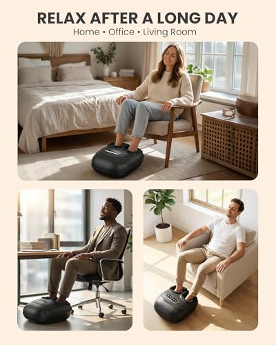 CILI Shiatsu Foot Massager with Heat & Compression, FSA Eligible - color: Black