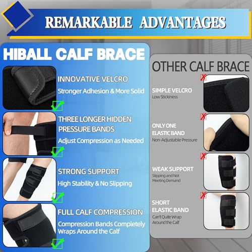 Hiball Adjustable Calf Brace for Men Women, Lower Leg Compression Wrap - size: Large