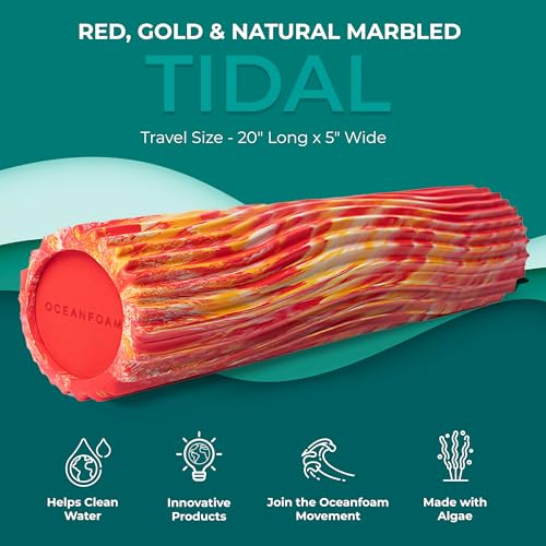 Oceanfoam Tidal Foam Roller for Exercise (Red, Gold & Natural Marbled) - color: Red, Gold & Natural Marbled