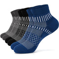IRAMY Ankle Compression Socks for Women Men Cushioned Athletic Running Socks Plantar Fasciitis Relief 2/3/4/5/6 Pairs - color: Black+dark Grey+dark Blue(3 Pairs), size: Small
