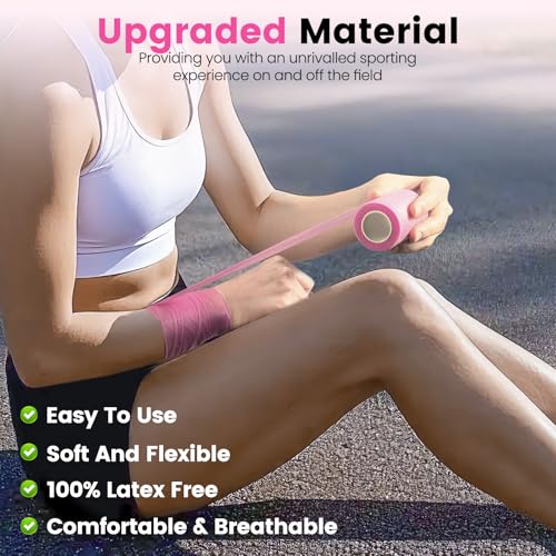 3rd Gen Hot Pink Pre Wrap, 4 Pack Prewrap Athletic Tape for Hair