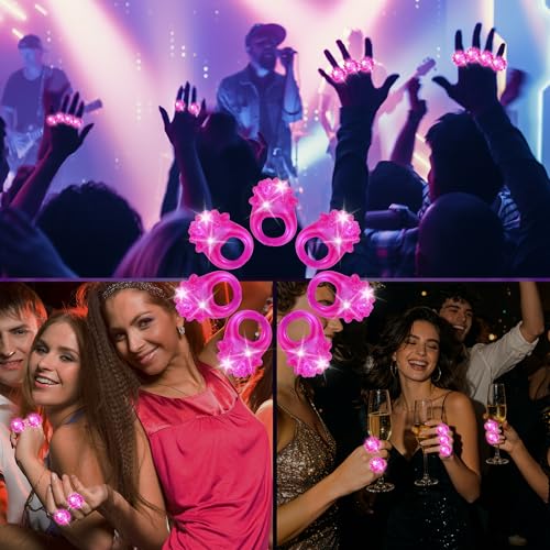 50 Pcs Light Up Rings Flashing LED Rubber Finger Rings for Carnival, July 4th, Halloween, Christmas, Concert, Goodie Bag Fillers, Raves - color: Purple