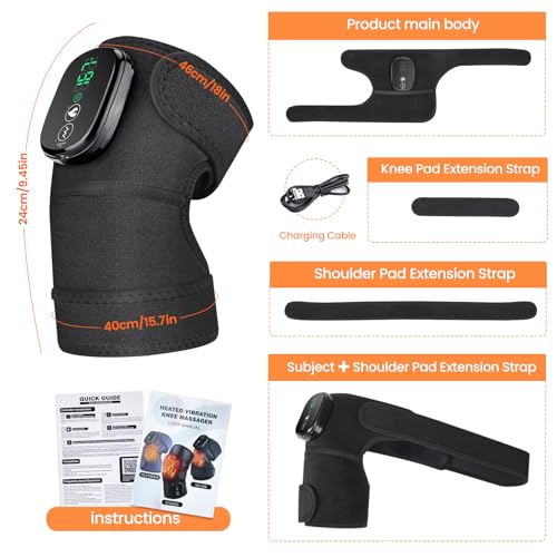 Heated Knee Massager Vibration Cordless Knee Brace Knee Heating Pad