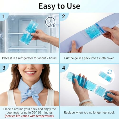 Neck Cooling Wrap for Hot Weather – Reusable Ice Pack for Neck, Cold Gel Wrap for Summer Heat Relief, Outdoor Sports, Travel, Gym – Soft Breathable Fabric, Hands-Free Flexible Design