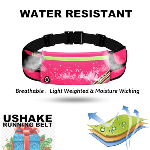 USHAKE Running Belt Fanny Pack for Women & Men, Phone Holder Waist Bag - color: Red