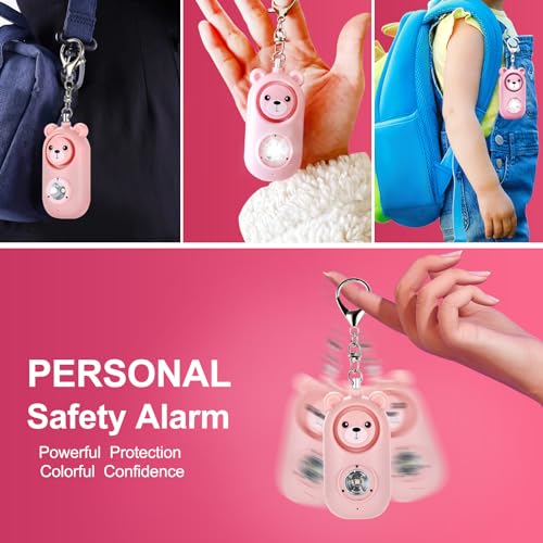 Personal Alarm for Women – 130dB Loud Rechargeable with Led Strobe Light, Self Defense Safety Alarm Keychain for Kids Elderly, Safe Sound Emergency Siren in Danger - color: Pink