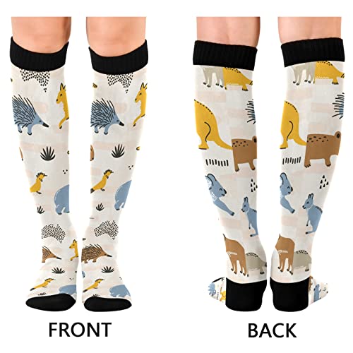 OTVEE Australia Animals Kangaroo Koala Compression Socks Women & Men, 2 Pairs Gym Running Hiking Sport Knee High Stockings