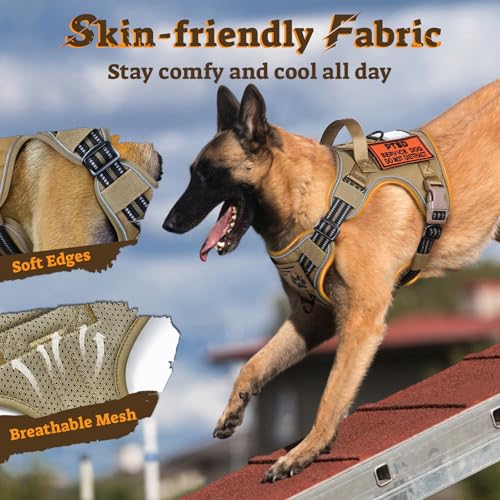 rabbitgoo Tactical Dog Harness for Small Dogs, No Pull Service Pet Vest - color: Brown, size: S(Chest:16.1"-31.5",Neck:15.4"-21.6",Back:7.1")