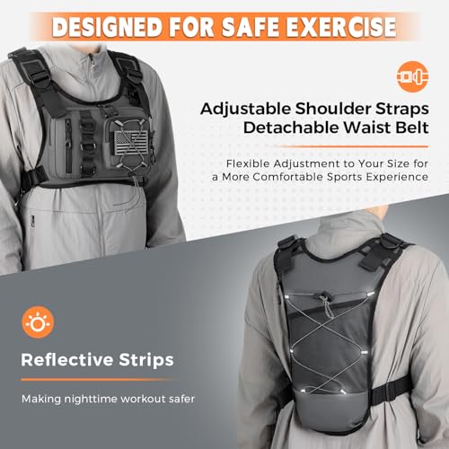 Outdoor Hydration Vest for Running & Hiking, Lightweight Breathable Water Backpack with 2.0L Bladder, Bounce-Free Chest Pack for Marathon, Cycling, Trekking for Men and Women - color: Gray