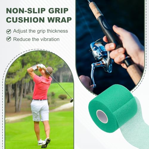 Pre Wrap Tape, Non-Slip Grip Cushion Wrap Prewrap Athletic Tape- Fitting for (Tennis- Badminton - Pickleball - Sports) - color: Dark Green
