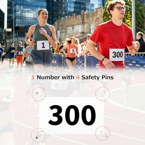 Azarxis Running Bib Competitor Numbers with Safety Pins, Tyvek Tearproof Waterproof 4"x7" / 6"x7.5" for Marathon Races Events - color: #01 [4"x7"] Numbers 001-500
