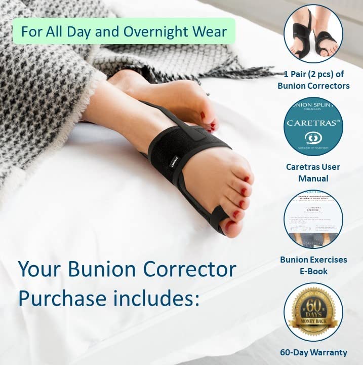 Caretras Bunion Corrector for Women & Men, Hammer Toe Straightener L&R Pair