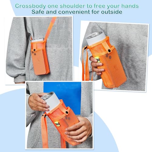 Mumufy Water Bottle Sling Holders Crossbody with Zipper Pouch Strap