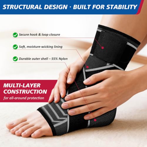 Ankle Brace Plantar Fasciitis Relief, Adjustable Strap Men Women - color: Grey, size: Large