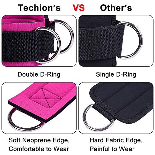 1 Pair Adjustable Fitness Ankle Strap with Double D-Ring - color: Hot Pink
