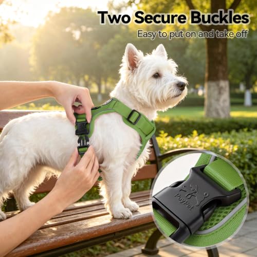 PoyPet Mesh Dog Harness, Reflective Breathable Puppy Vest for Small Dogs - color: Grass Green, size: XS