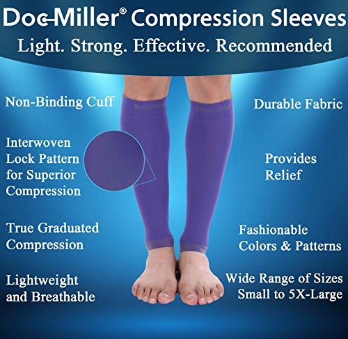 Doc Miller Compression Calf Sleeve for Men & Women, 20-30mmHg - color: Violet, size: Small REGULAR