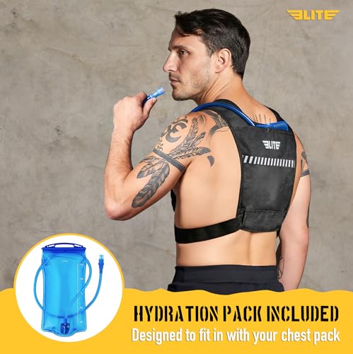 Elite Hydra Running Chest Pack w/ Phone Holder Touch Friendly, Camera Pocket for Men/Women Lightweight Hydration Vest Chest Rig w/ Water Bladder for Marathon, Cycling, ADV Camping, Skiing - size: Medium
