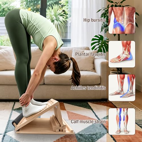 Wooden Slant Board for Exercise, Calf Stretch Board 300lb Capacity
