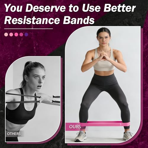 Resistance Bands for Working Out, 5 Levels Exercise Bands Set - color: Pink