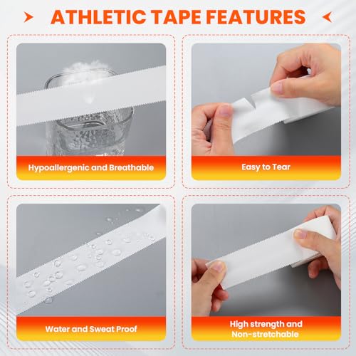 White Athletic Tape 16Pk, 1.5"x160Yds, Ankle/Wrist Support, for Soccer/Football - size: 16P
