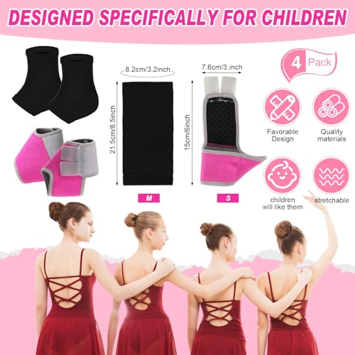 Tarpop 2 Pairs Kids Ankle Brace, Compression Sleeves, M+S, Pink,Black - color: Pink,Black, size: Small,Medium