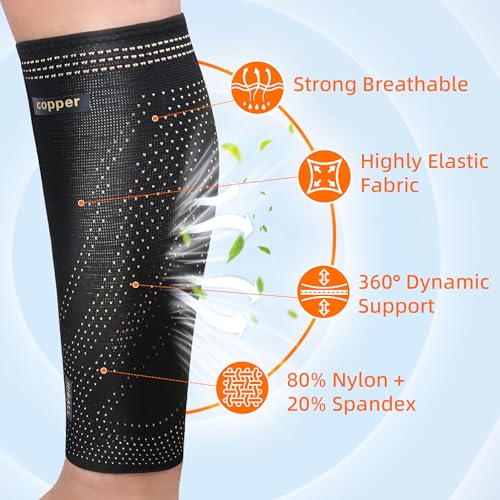 Hiball Copper Calf Compression Sleeves for Men & Women, Lower Leg Support Braces, Footless Graduated Compression Socks for Varicose Veins, Shin Splint, Lymphedema, Calf Pain Relief, Running (1 Pair) - size: XX-Large