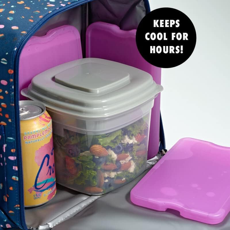 Cool Coolers by Fit & Fresh 4 Pack XL Slim Ice Packs, Quick Freeze Space Saving Reusable Ice Packs for Lunch Boxes or Coolers - color: Purple (4 Pack)