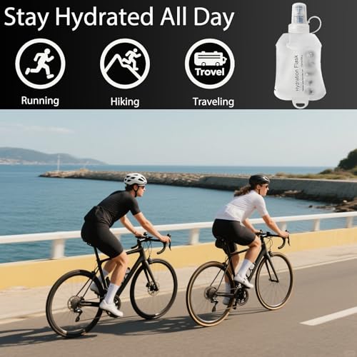 CLINTT 500ml Soft Flask, Foldable Running Water Bottle, TPU Folding Soft Water Flask, BPA-Free Collapsible Flask for Hydration Pack Running Vest, Cycling, Climbing, Hiking - 2Pcs, White - color: 2pcs,500ml white