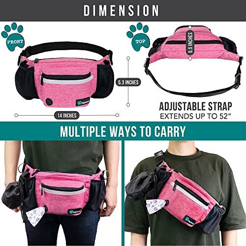 PetAmi Dog Fanny Pack, Treat Pouch for Dog Walking Training, Pink - color: Pink